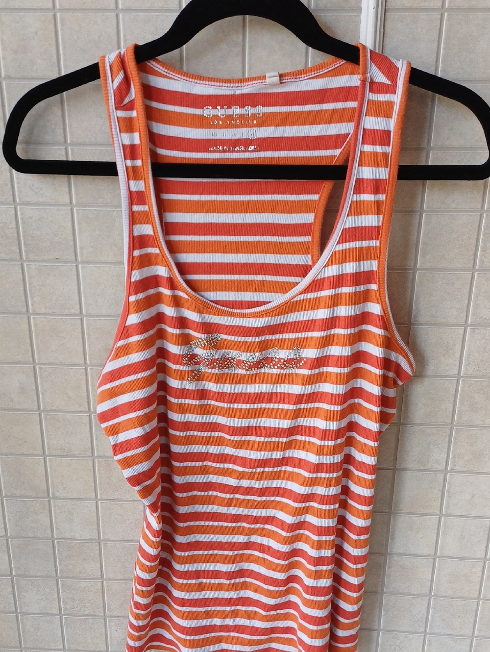Guess Orange And White Striped Tanktop